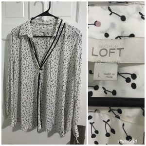 Loft Cherry Blossom Blouse with Neck Tie